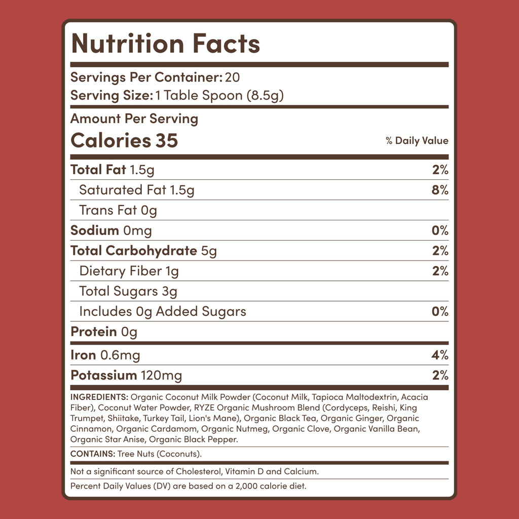 Mushroom Chai — Organic Instant Chai with Reishi & Organic Black Tea, 20 Servings S1 AW