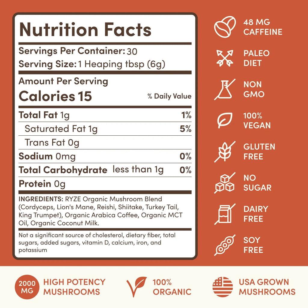 Mushroom Coffee — Organic Instant Coffee with Cordyceps & Reishi, 30 Servings G5 m8