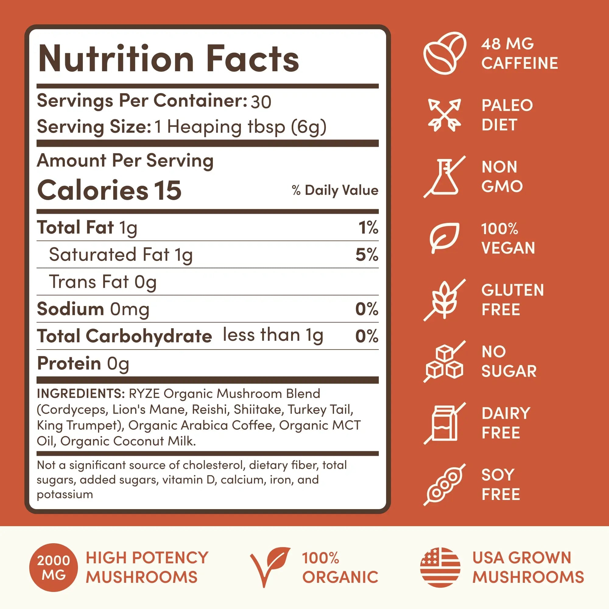 Mushroom Coffee — Organic Instant Coffee with Cordyceps & Reishi, 30 Servings G5 m8