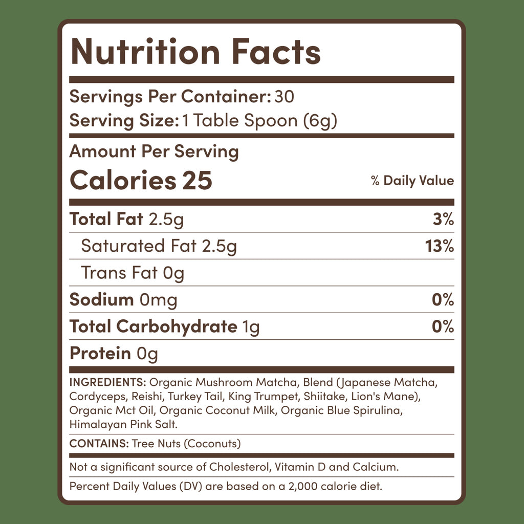 Mushroom Matcha — Organic Instant Matcha Latte with Lion's Mane & King Trumpet, 30 Servings B7 s6