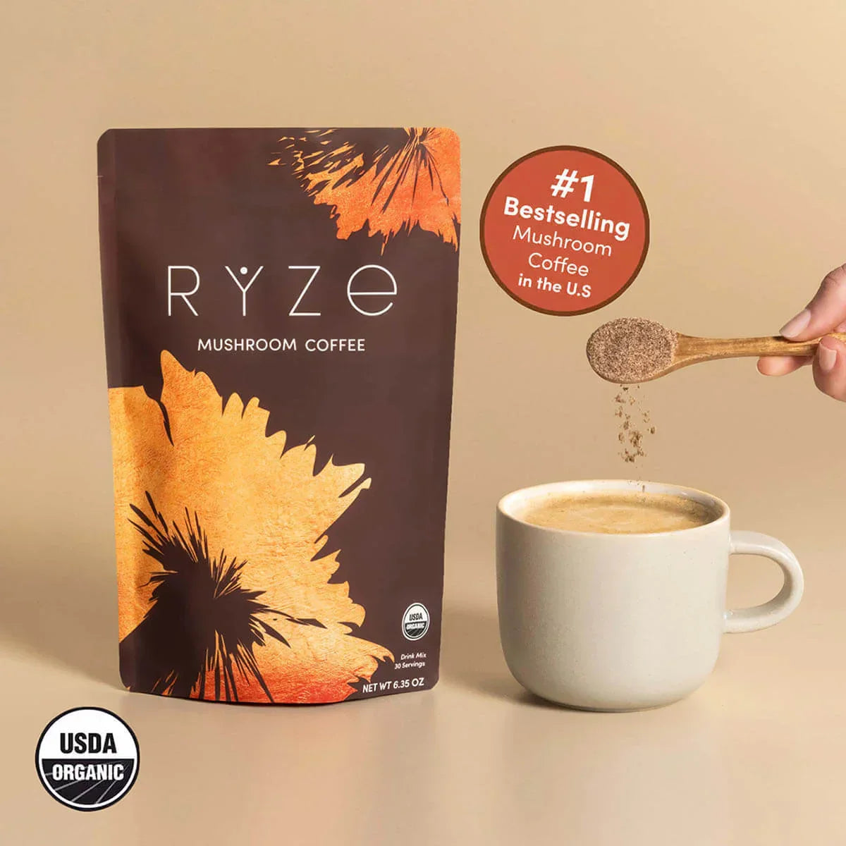 Mushroom Coffee — Organic Instant Coffee with Cordyceps & Reishi, 30 Servings G5 m8