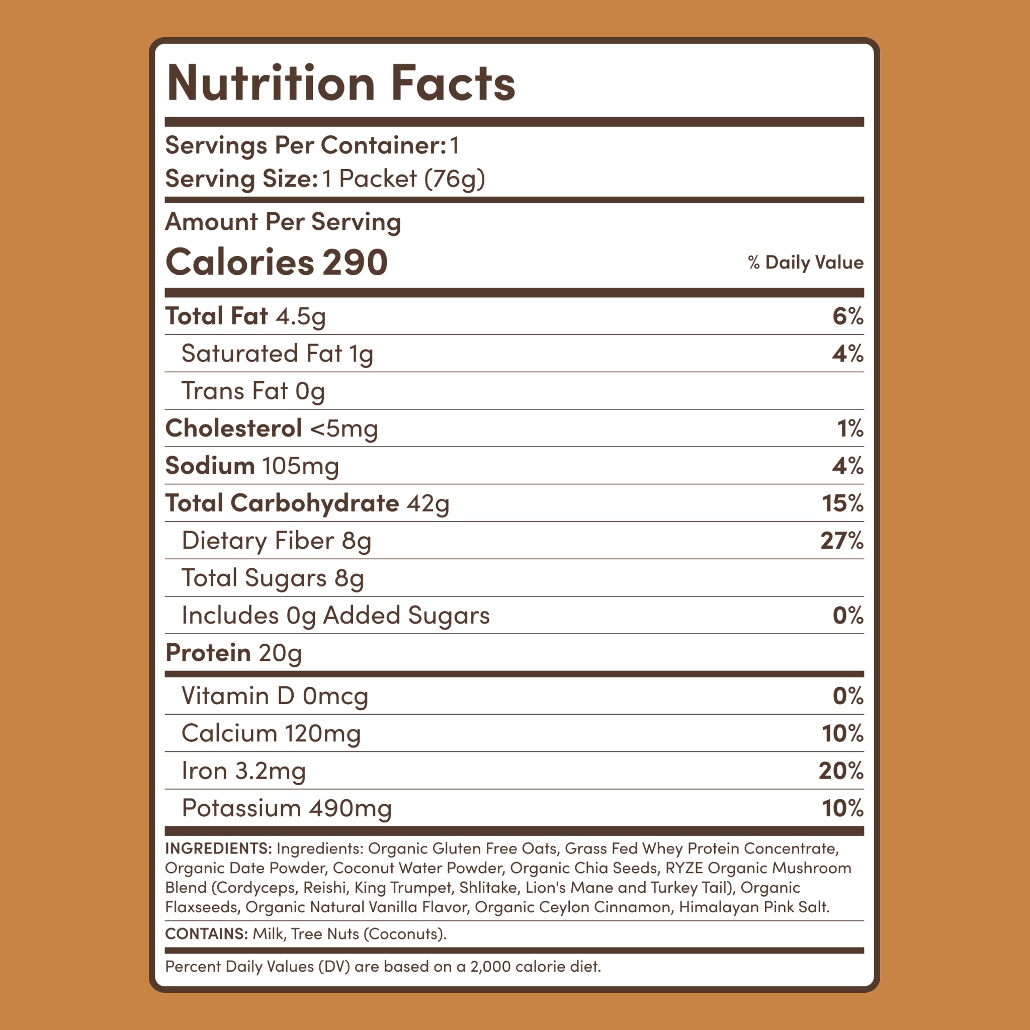 Mushroom Overnight Oats (14 Servings) N8 0A